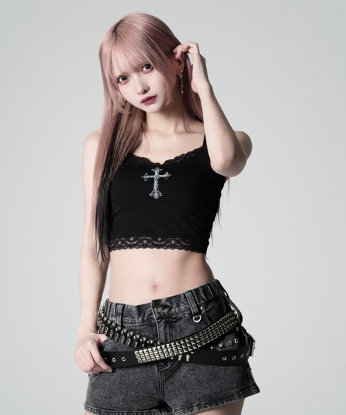 REFLEM(レフレム)の「『REFLEM/レフレム』レース使いキャミソール(キャミソール・レディース・ホワイト/ブラック・FREE)」の3枚目の写真