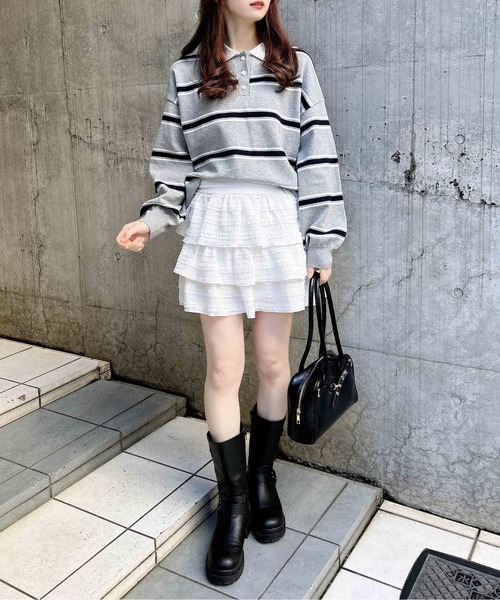 INGNI(イング)の「レースフリルスカパン(スカート・レディース・ブラック/オフホワイト・FREE)」の10枚目の写真