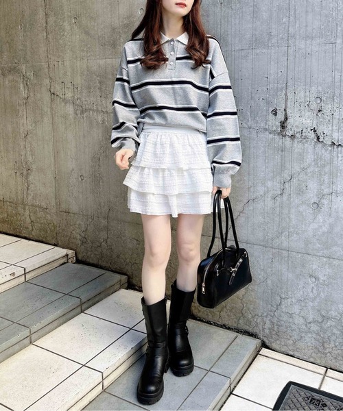 INGNI(イング)の「レースフリルスカパン(スカート・レディース・ブラック/オフホワイト・FREE)」の11枚目の写真