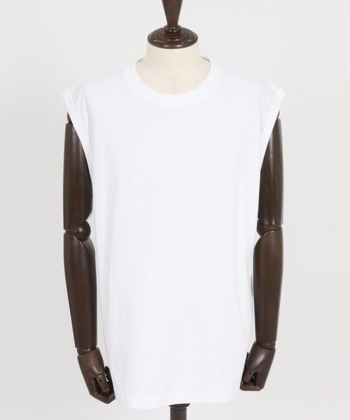 CAMBIO(カンビオ)の「mta598- Tight Tension Sleeveless Cut sew ノースリーブTシャツ(AI-261-007)(タンクトップ・メンズ・ホワイト/ブラック・S/M/L)」の15枚目の写真