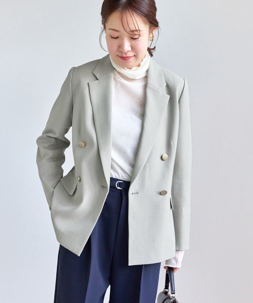 ROPE' PICNIC（ロペピクニック）の「【低身長・小柄さんサイズ】クリアツイル金ボタンジャケット/セレモニー・セットアップ対応（テーラードジャケット・レディース・ネイビー/グレー/ベージュ系その他2/グリーン系その他・FREE）」の4枚目の写真