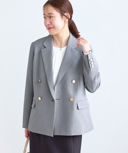 ROPE' PICNIC（ロペピクニック）の「【低身長・小柄さんサイズ】クリアツイル金ボタンジャケット/セレモニー・セットアップ対応（テーラードジャケット・レディース・ネイビー/グレー/ベージュ系その他2/グリーン系その他・FREE）」の2枚目の写真