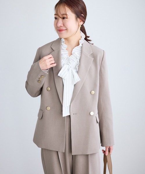 ROPE' PICNIC（ロペピクニック）の「【低身長・小柄さんサイズ】クリアツイル金ボタンジャケット/セレモニー・セットアップ対応（テーラードジャケット・レディース・ネイビー/グレー/ベージュ系その他2/グリーン系その他・FREE）」の12枚目の写真