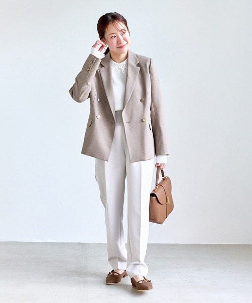 ROPE' PICNIC（ロペピクニック）の「【低身長・小柄さんサイズ】クリアツイル金ボタンジャケット/セレモニー・セットアップ対応（テーラードジャケット・レディース・ネイビー/グレー/ベージュ系その他2/グリーン系その他・FREE）」の16枚目の写真