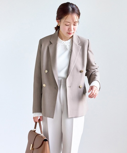 ROPE' PICNIC（ロペピクニック）の「【低身長・小柄さんサイズ】クリアツイル金ボタンジャケット/セレモニー・セットアップ対応（テーラードジャケット・レディース・ネイビー/グレー/ベージュ系その他2/グリーン系その他・FREE）」の19枚目の写真