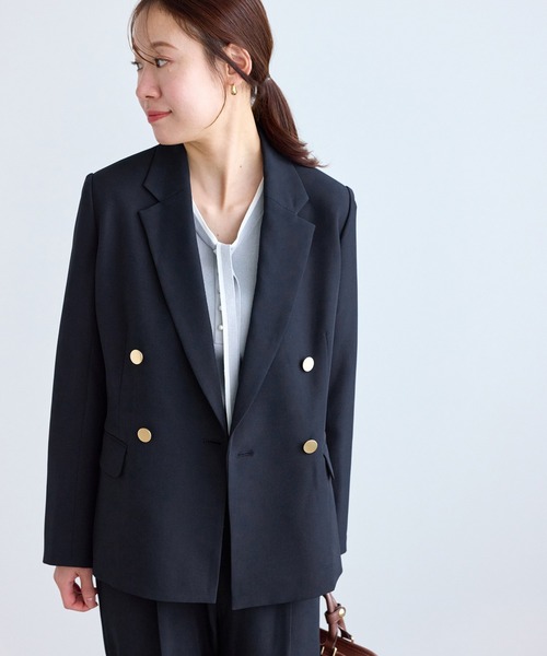 セール】【低身長・小柄さんサイズ】クリアツイル金ボタンジャケット