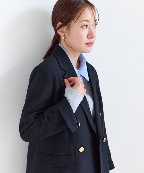 セール】【低身長・小柄さんサイズ】クリアツイル金ボタンジャケット