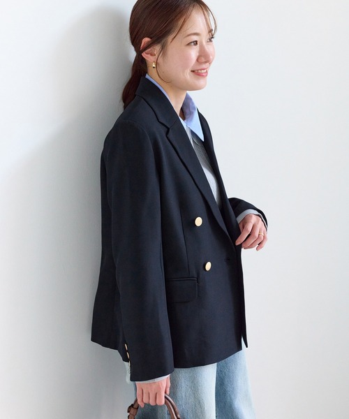 セール】【低身長・小柄さんサイズ】クリアツイル金ボタンジャケット