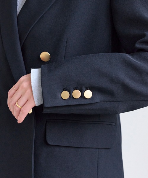 23区　紺ブレ　テーラードジャケット　金ボタン　セレモニー　ネイビー　40 セール】【低身長・小柄さんサイズ】クリアツイル金ボタンジャケット