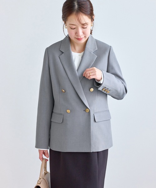 ROPE' PICNIC（ロペピクニック）の「【低身長・小柄さんサイズ】クリアツイル金ボタンジャケット/セレモニー・セットアップ対応（テーラードジャケット・レディース・ネイビー/グレー/ベージュ系その他2/グリーン系その他・FREE）」の8枚目の写真