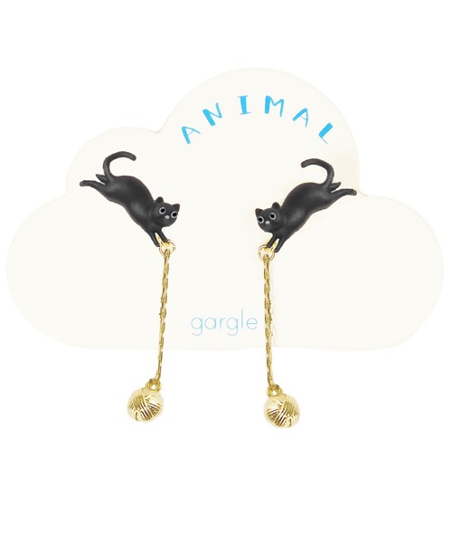 gargle(ガーグル)の「gargle ガーグル:アニマルシリーズ じゃれ猫 黒ねこ ネコ ピアス(ピアス(両耳用)・レディース・シルバー/ゴールド・FREE)」の1枚目の写真