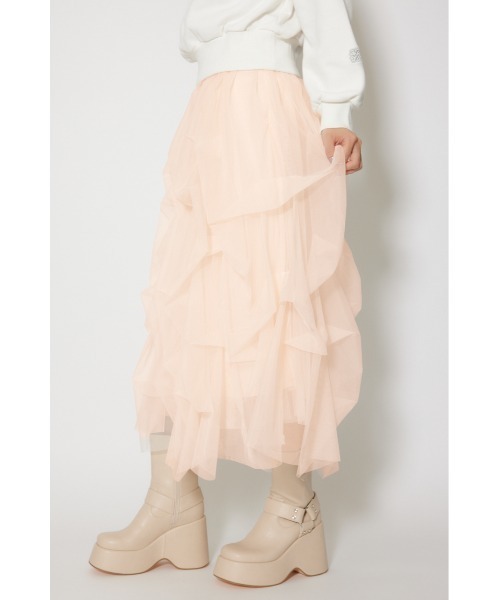 rienda(リエンダ)の「ランダムタックチュールスカート① 春服(スカート・レディース・ライトブルー/ピンク/ホワイト・SMALL/MEDIUM)」の4枚目の写真