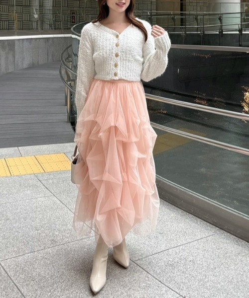 ランダムタックチュールスカート① 春服（スカート）｜rienda
