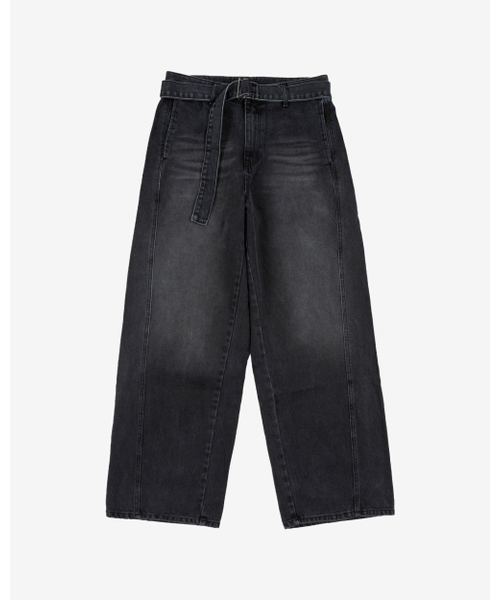 INEXCIS(イネクシス)の「ループベルトデニムパンツ(ウォッシュドブラック)(デニムパンツ・メンズ・その他・L/M)」の1枚目の写真
