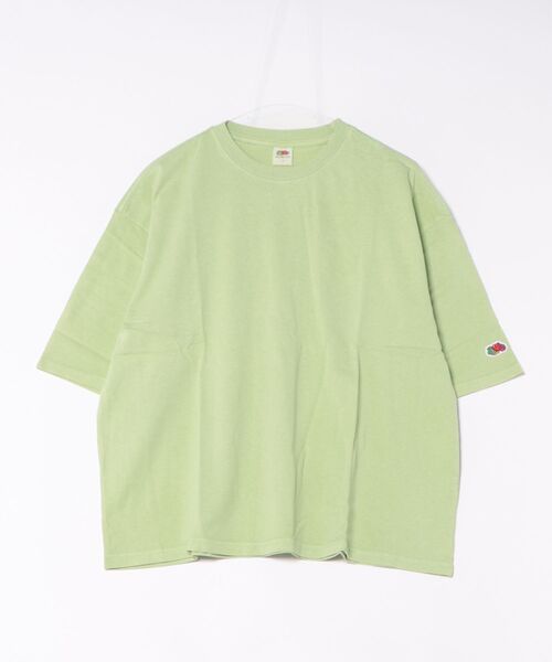 FRUIT OF THE LOOM（フルーツオブザルーム）の「【ST】【FRUIT OF THE LOOM】BIG 製品染め 5分袖 Tシャツ（Tシャツ/カットソー・レディース・レッド/パープル/グリーン/グリーン系その他/イエロー・X-LARGE/LARGE/MEDIUM/SMALL）」の3枚目の写真