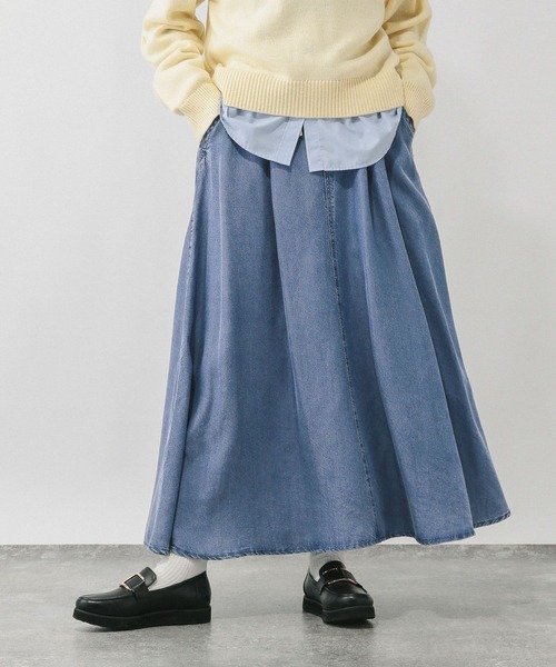 GLOBAL WORK（グローバルワーク）の「エアリーリラックスデニムスカート/636807（デニムスカート・レディース・ブルー系その他/ブラック系その他・REGULAR/SHORT）」の10枚目の写真