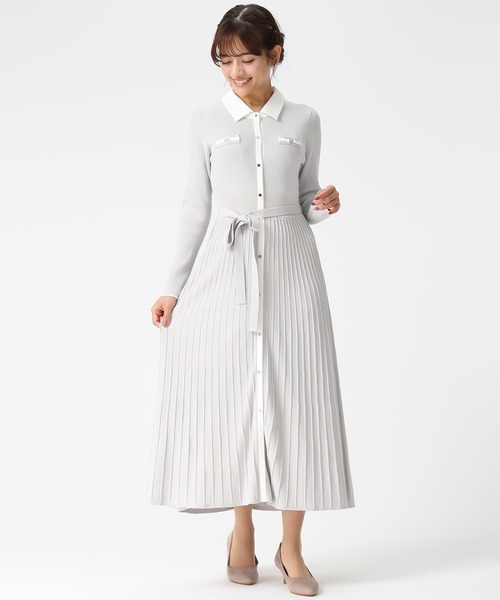 mashu 2026春夏新作 襟付きバイカラーニットワンピース（ワンピース）｜MISCH