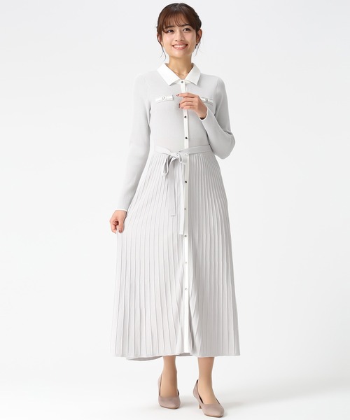 MISCH MASCH(ミッシュマッシュ)の「2026春夏新作 襟付きバイカラーニットワンピース(ワンピース・レディース・グレー/ブルー/ネイビー・フリ-)」の6枚目の写真
