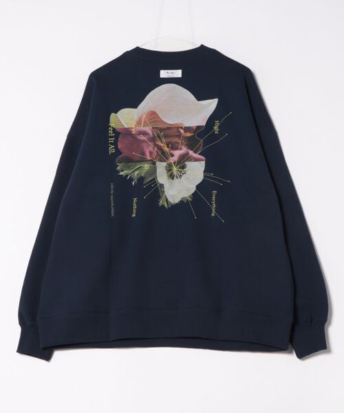 MIRROR STOKE(ミラーストーク)の「【ZOZO限定】FLOWER GRAPHIC SWEAT SHIRT/フラワーグラフィックスウェットシャツ(スウェット・レディース・ネイビー/アイボリー/ライトイエロー・MEDIUM)」の4枚目の写真