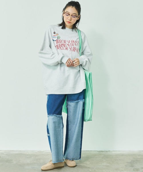 MIRROR STOKE(ミラーストーク)の「【ZOZO限定】FLOWER GRAPHIC SWEAT SHIRT/フラワーグラフィックスウェットシャツ(スウェット・レディース・ネイビー/アイボリー/ライトイエロー・MEDIUM)」の18枚目の写真