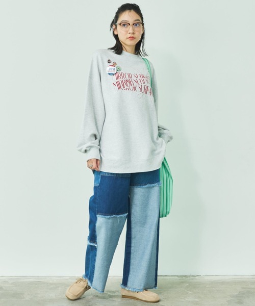 MIRROR STOKE(ミラーストーク)の「【ZOZO限定】FLOWER GRAPHIC SWEAT SHIRT/フラワーグラフィックスウェットシャツ(スウェット・レディース・ネイビー/アイボリー/ライトイエロー・MEDIUM)」の20枚目の写真