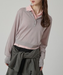 【set item】sheer layered knit polo shirt / シアーレイヤードポロニットセット