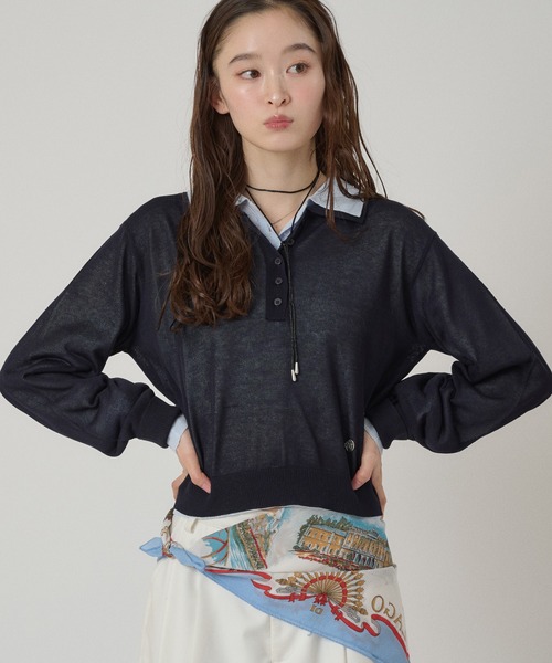 MUHET(ミュエータ)の「【set item】sheer layered knit polo shirt / シアーレイヤードポロニットセット(ポロシャツ・レディース・アイボリー/グレー/ブラウン/ネイビー・FREE)」の16枚目の写真