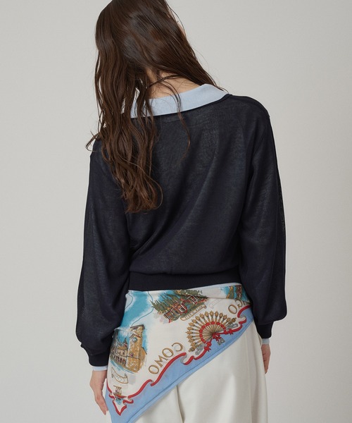 MUHET(ミュエータ)の「【set item】sheer layered knit polo shirt / シアーレイヤードポロニットセット(ポロシャツ・レディース・アイボリー/グレー/ブラウン/ネイビー・FREE)」の18枚目の写真