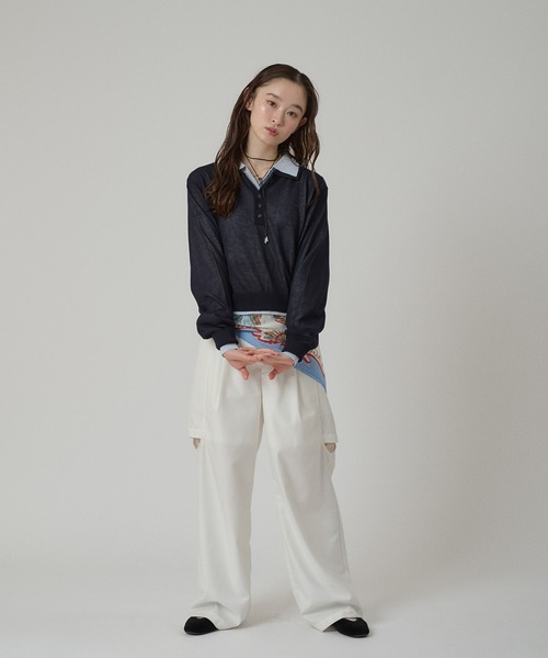 MUHET(ミュエータ)の「【set item】sheer layered knit polo shirt / シアーレイヤードポロニットセット(ポロシャツ・レディース・アイボリー/グレー/ブラウン/ネイビー・FREE)」の20枚目の写真