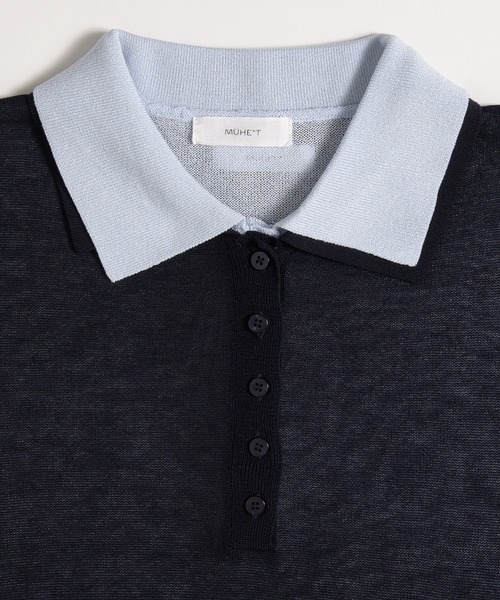 MUHET(ミュエータ)の「【set item】sheer layered knit polo shirt / シアーレイヤードポロニットセット(ポロシャツ・レディース・アイボリー/グレー/ブラウン/ネイビー・FREE)」の12枚目の写真