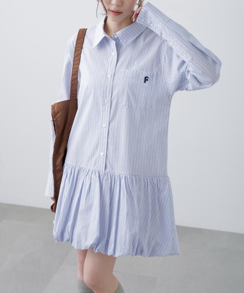 FREE'S MART（フリーズマート）の「◆バルーンシャツミニワンピース（ワンピース・レディース・ホワイト/ブルー系その他・MEDIUM/SMALL）」の7枚目の写真