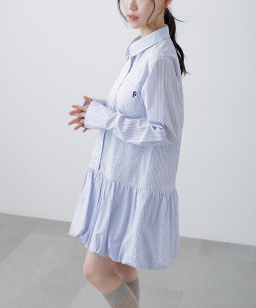 FREE'S MART（フリーズマート）の「◆バルーンシャツミニワンピース（ワンピース・レディース・ホワイト/ブルー系その他・MEDIUM/SMALL）」の8枚目の写真