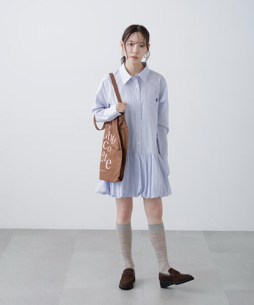 FREE'S MART（フリーズマート）の「◆バルーンシャツミニワンピース（ワンピース・レディース・ホワイト/ブルー系その他・MEDIUM/SMALL）」の11枚目の写真