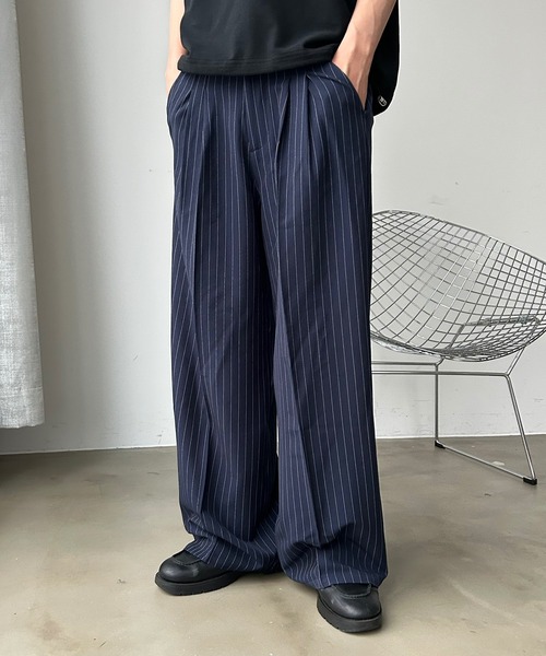 UNDERSTATEMENTs(アンダーステイトメント)の「【ユニセックス】アソートイージーワイドスラックス/ストライプ/チェック(スラックス・メンズ・ブラウン系その他3/アイボリー/グレー系その他/ネイビー系/ブラウン系その他2/チャコールグレー/ブラック系その他/ブルー系その他/グリーン系その他/グレー系その他2/ネイビー/モカ/ブラック/ホワイト系その他・SMALL/MEDIUM/X-SMALL/X-LARGE/LARGE)」の14枚目の写真