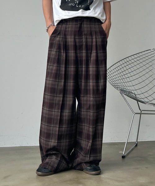 UNDERSTATEMENTs(アンダーステイトメント)の「【ユニセックス】アソートイージーワイドスラックス/ストライプ/チェック(スラックス・メンズ・ブラウン系その他3/アイボリー/グレー系その他/ネイビー系/ブラウン系その他2/チャコールグレー/ブラック系その他/ブルー系その他/グリーン系その他/グレー系その他2/ネイビー/モカ/ブラック/ホワイト系その他・SMALL/MEDIUM/X-SMALL/X-LARGE/LARGE)」の10枚目の写真