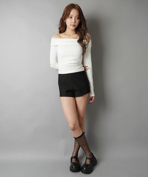 SPINNS(スピンズ)の「ピタッと盛れる★大人ミニショーパン(その他パンツ・レディース・ブラック・ONESIZE)」の6枚目の写真