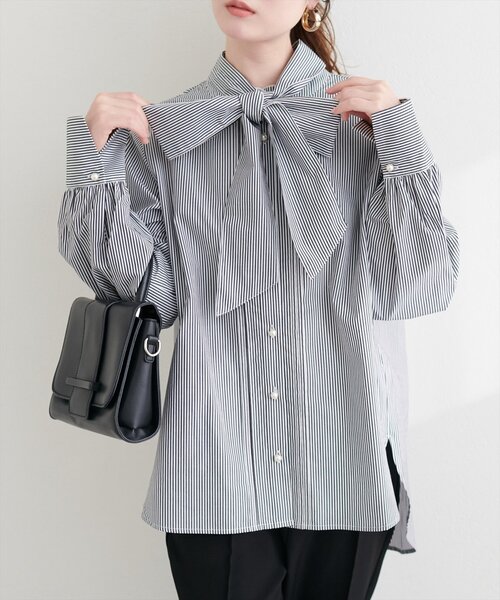 natural couture（ナチュラルクチュール）の「プチハイフリルブラウス（シャツ/ブラウス・レディース・ブルー系その他/ブラック系その他/イエロー系その他・FREE）」の5枚目の写真