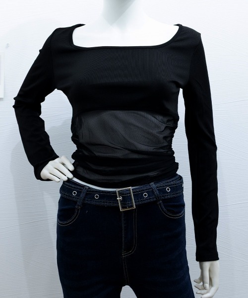 Miniministore(ミニミニストア)の「チュール切り替え 長袖Tシャツレディース(Tシャツ/カットソー・レディース・ブラック/ホワイト・FREE)」の12枚目の写真