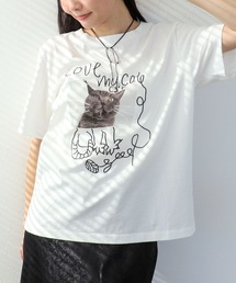 Three Four Time（スリーフォータイム）の「CAT落書き刺繍Tシャツ（Tシャツ/カットソー）」