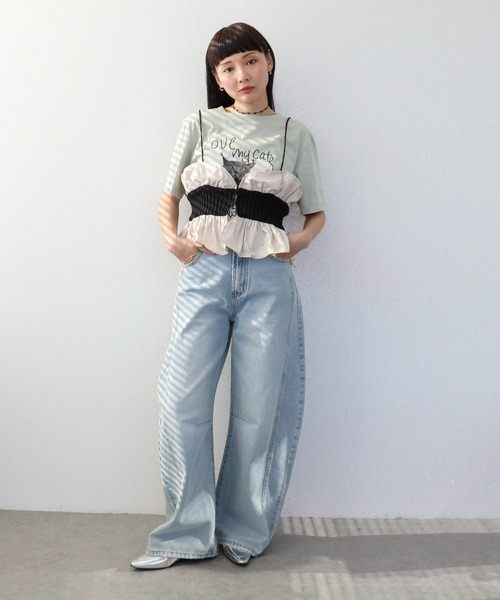 Three Four Time(スリーフォータイム)の「CAT落書き刺繍Tシャツ(Tシャツ/カットソー・レディース・オフホワイト/グレー・FREE)」の12枚目の写真