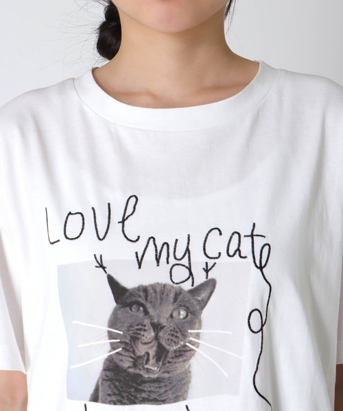 Three Four Time(スリーフォータイム)の「CAT落書き刺繍Tシャツ(Tシャツ/カットソー・レディース・オフホワイト/グレー・FREE)」の18枚目の写真