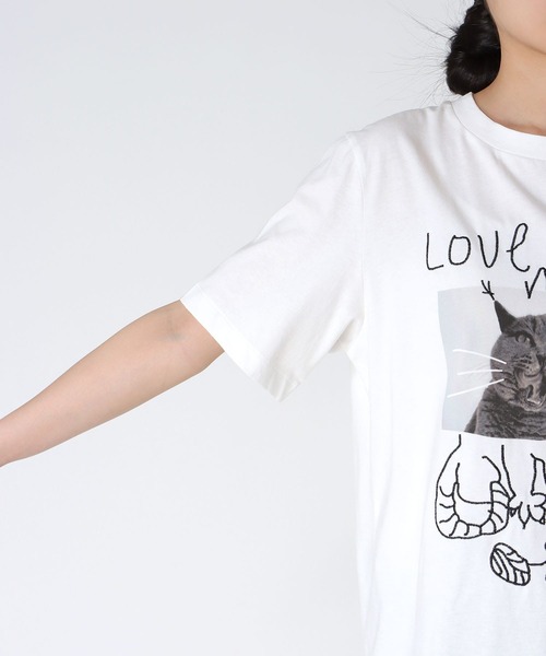 Three Four Time(スリーフォータイム)の「CAT落書き刺繍Tシャツ(Tシャツ/カットソー・レディース・オフホワイト/グレー・FREE)」の19枚目の写真