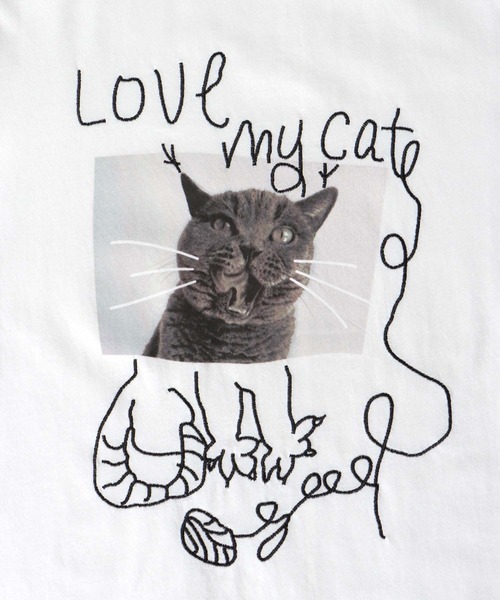 Three Four Time(スリーフォータイム)の「CAT落書き刺繍Tシャツ(Tシャツ/カットソー・レディース・オフホワイト/グレー・FREE)」の21枚目の写真