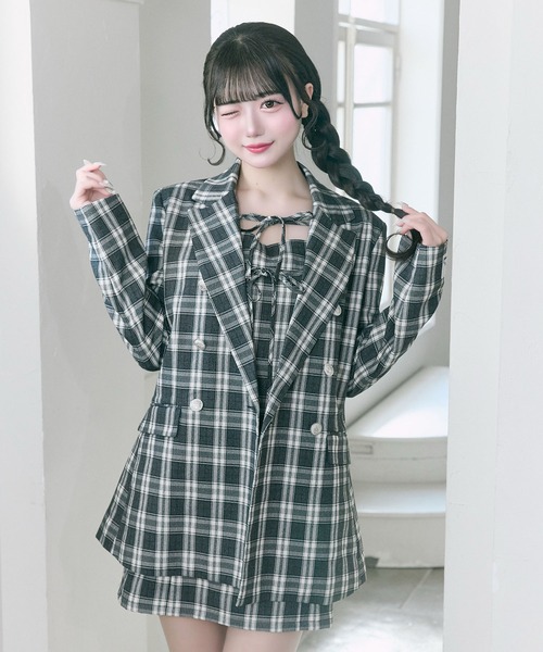 OLIVE des OLIVE（オリーブデオリーブ）の「【Belle Charme】Slim Line Long Tailored Jacket（テーラードジャケット・レディース・グレイッシュベージュ/ブラック系その他/ベージュ系その他・FREE）」の2枚目の写真