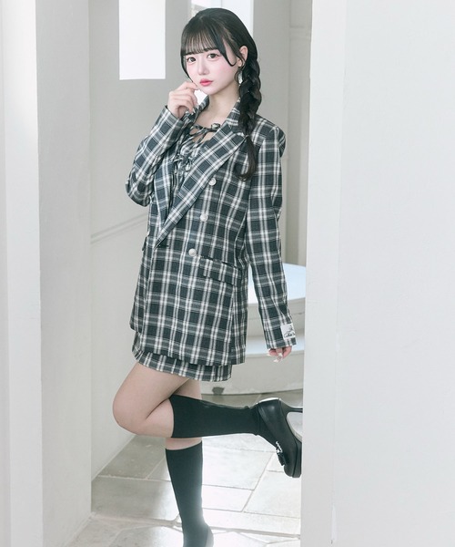 OLIVE des OLIVE（オリーブデオリーブ）の「【Belle Charme】Slim Line Long Tailored Jacket（テーラードジャケット・レディース・グレイッシュベージュ/ブラック系その他/ベージュ系その他・FREE）」の8枚目の写真