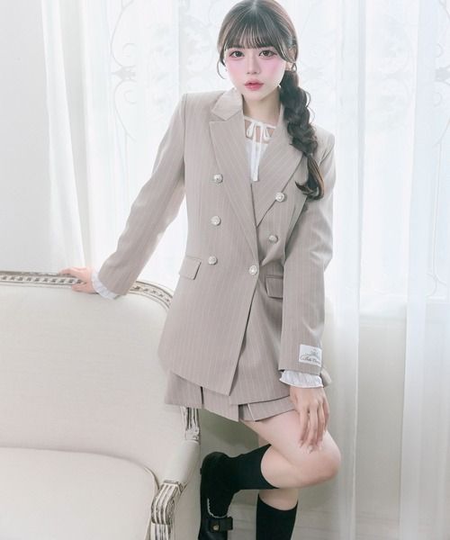 OLIVE des OLIVE（オリーブデオリーブ）の「【Belle Charme】Slim Line Long Tailored Jacket（テーラードジャケット・レディース・グレイッシュベージュ/ブラック系その他/ベージュ系その他・FREE）」の5枚目の写真