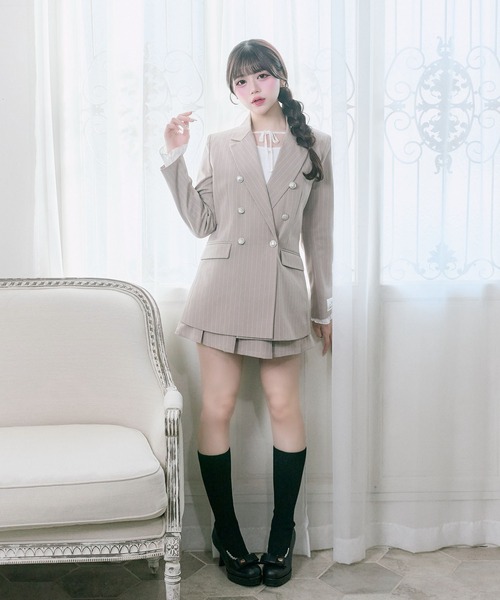 OLIVE des OLIVE（オリーブデオリーブ）の「【Belle Charme】Slim Line Long Tailored Jacket（テーラードジャケット・レディース・グレイッシュベージュ/ブラック系その他/ベージュ系その他・FREE）」の6枚目の写真