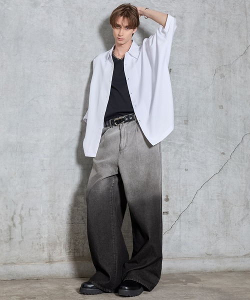 SERACE（セラス）の「【SERACE】Vintage gradation wide baggy denim pants / ヴィンテージグラデーションワイドバギーデニムパンツ（デニムパンツ・メンズ・グレー/ブルー/ブラック・L/M/S）」の10枚目の写真