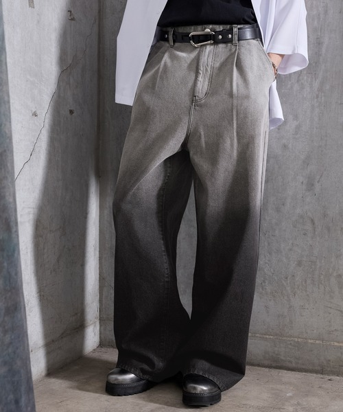 SERACE（セラス）の「【SERACE】Vintage gradation wide baggy denim pants / ヴィンテージグラデーションワイドバギーデニムパンツ（デニムパンツ・メンズ・グレー/ブルー/ブラック・L/M/S）」の12枚目の写真