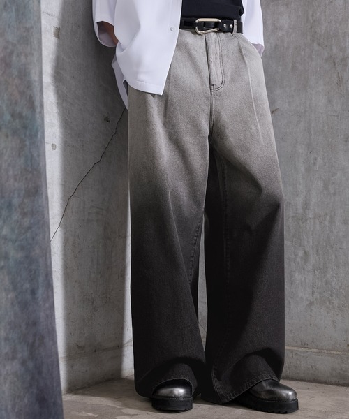SERACE（セラス）の「【SERACE】Vintage gradation wide baggy denim pants / ヴィンテージグラデーションワイドバギーデニムパンツ（デニムパンツ・メンズ・グレー/ブルー/ブラック・L/M/S）」の13枚目の写真